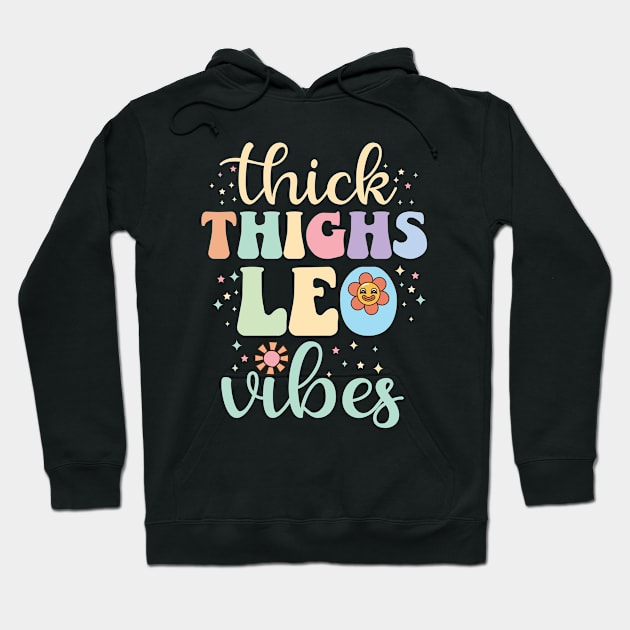 Retro groovy thick thighs leo vibes Leo Zodiac Sign astrology July August Birthday Leo Hoodie by UNXart